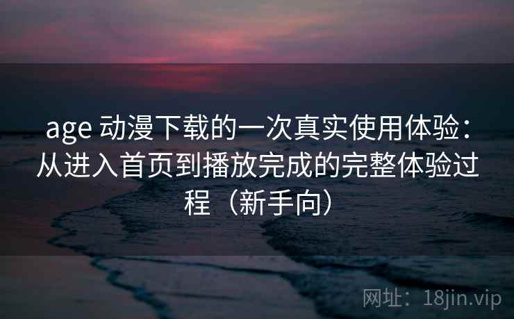 age 动漫下载的一次真实使用体验：从进入首页到播放完成的完整体验过程（新手向）
