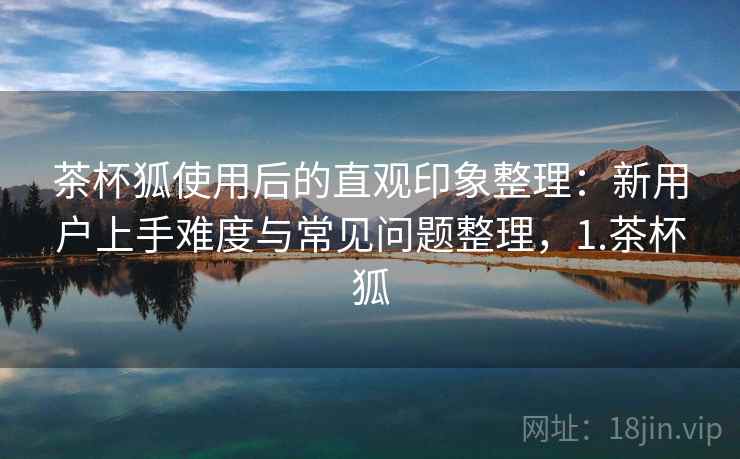 茶杯狐使用后的直观印象整理:新用户上手难度与常见问题整理,1.茶杯狐 茶杯狐使用后的直观印象整理:新用户上手难度与常见问题整理,1.茶杯狐
