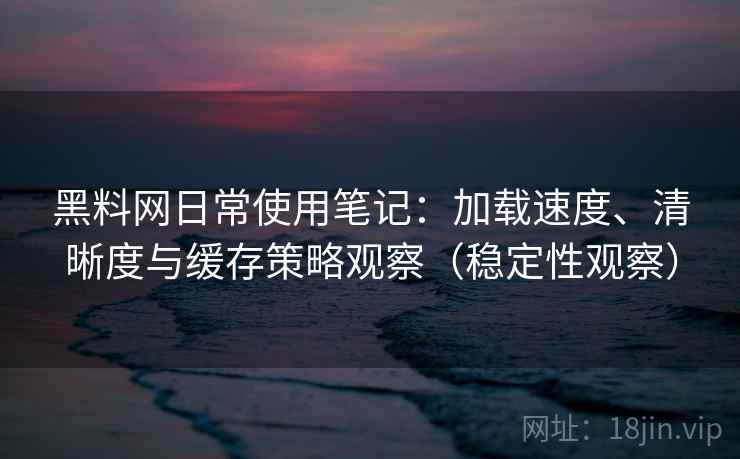 黑料网日常使用笔记：加载速度、清晰度与缓存策略观察（稳定性观察）